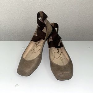 Like New: Jessica Simpson Mandalaye Ankle Wrap Ballet Flat